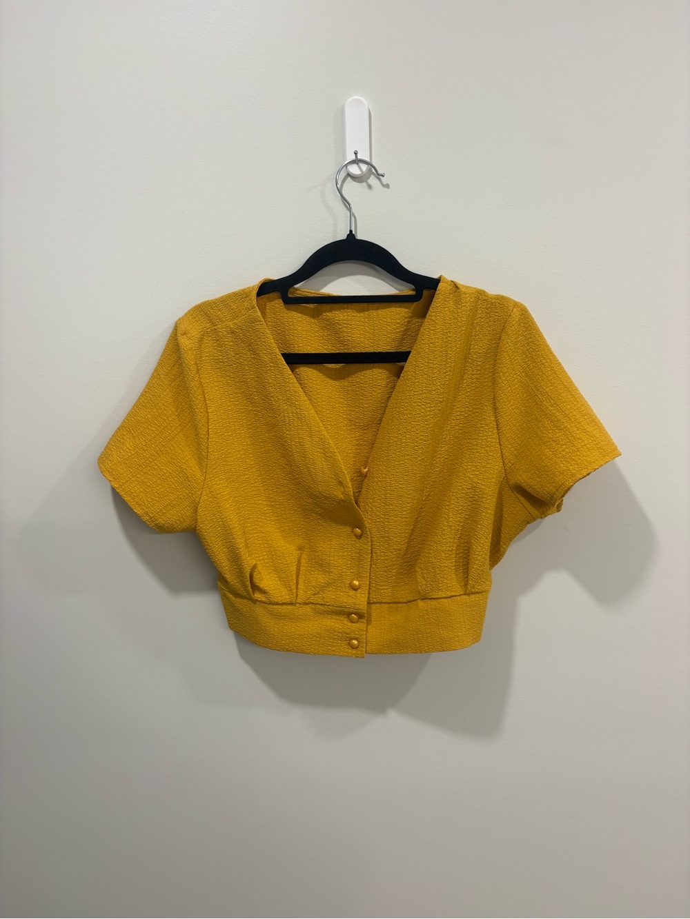 Mustard Yellow Cropped Button-Front Women's set